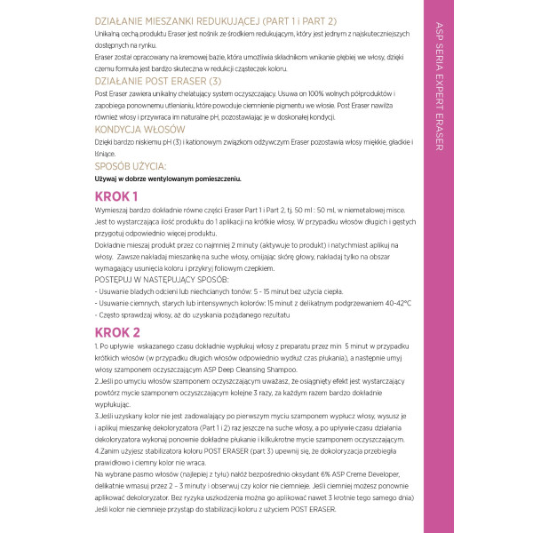 Pakiet 2 szt. Eraser ASP - dekoloryzator 3x100 ml + szkolenie GRATIS