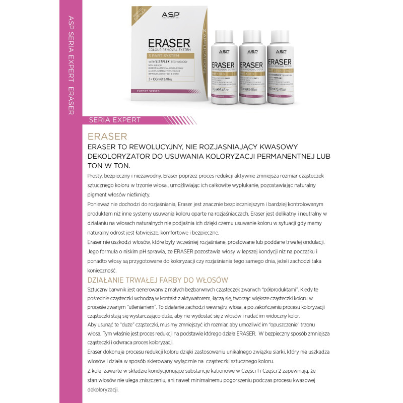Eraser ASP - dekoloryzator 3x100 ml