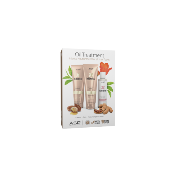 Zestaw Szampon i Balsam rewitalizujący Kitoko Oil Treatment ASP 2x250 ml + żel do mycia ciała Kitoko GRATIS