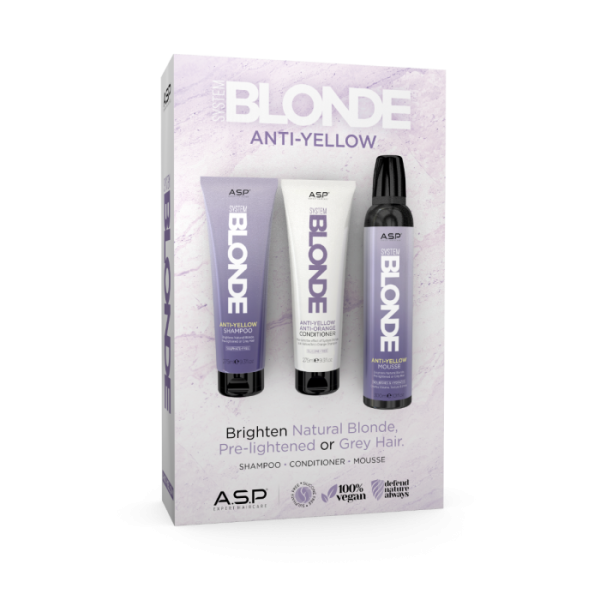 Zestaw ANTI YELLOW ASP AFFINAGE Szampon + Odżywka+Pianka