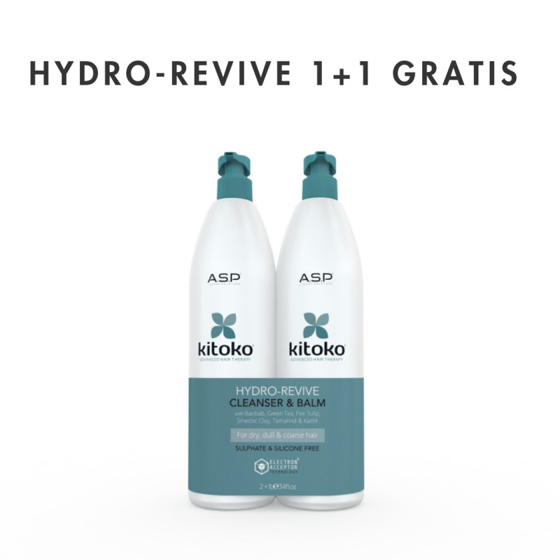 Okazyjny zestaw nawilżający Szampon 1000 ml + Odżywka Kitoko Hydro Revive GRATIS