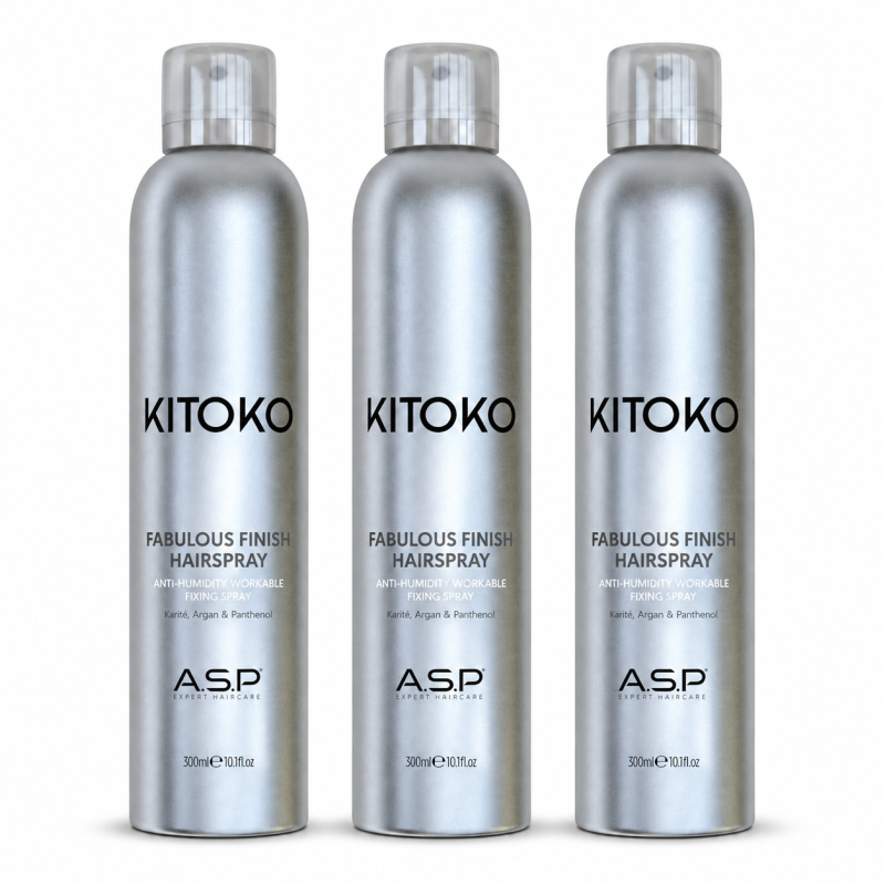 3X - Kitoko Fabulous Finish Hairspray 300ml.