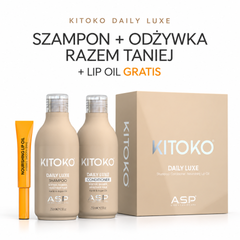 GIFT SET KITOKO DAILY LUXE (szampon i odżywka + lip oil -...
