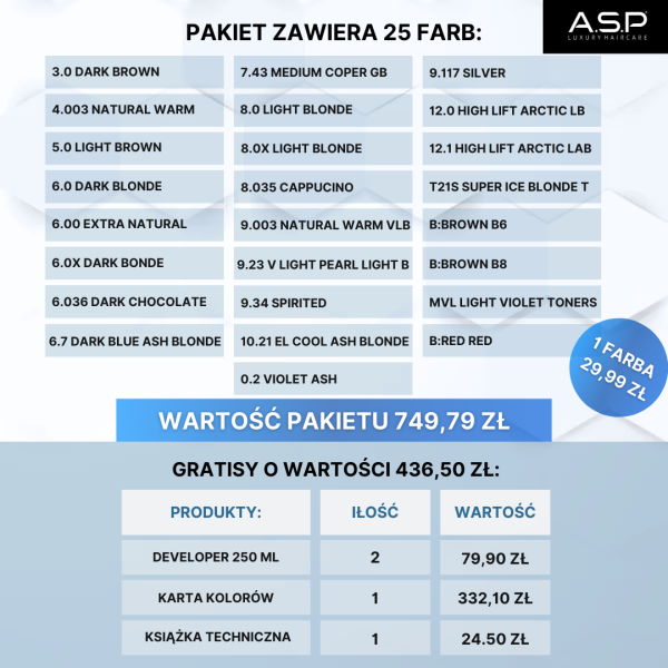 Okazyjny pakiet 25 Farb ELIXIR (INFINITI) ASP Affinage + GRATIS